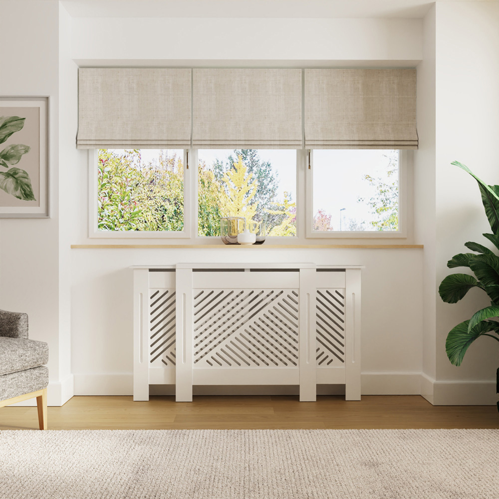 GFW Kobe Cheveron White Adjustable Radiator Cover Image 2