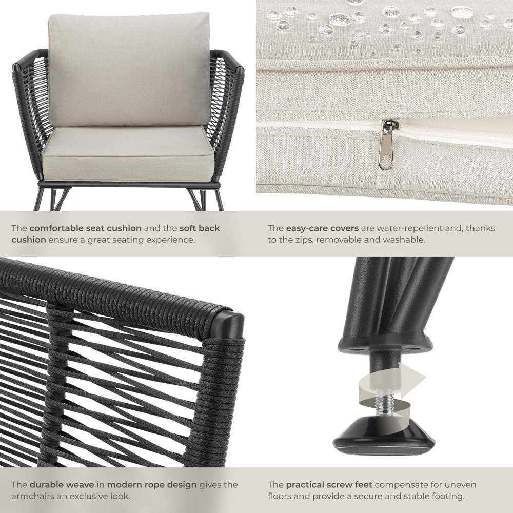 tectake Valeiras Set of 4 Woven Rope Design Accent Chair Image 5