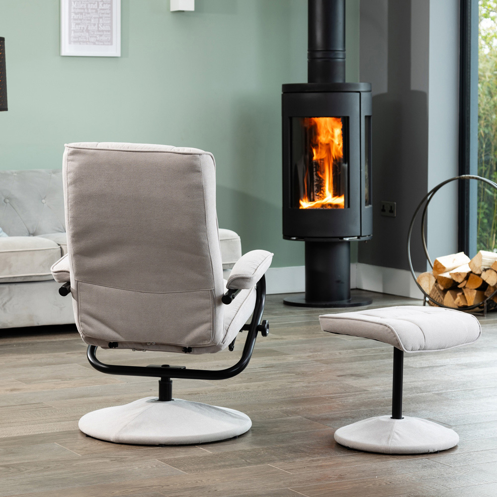 Artemis Home Ripley Stone Swivel Recliner Chair with Footstool Image 5