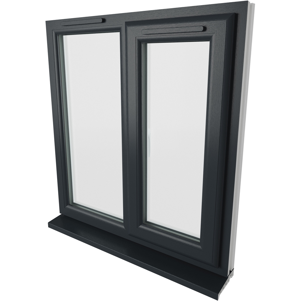 Crystal uPVC Triple Glazed Window RH Side Hung Next to a Fixed Grey White Clear Glass 905x965mm Image 9
