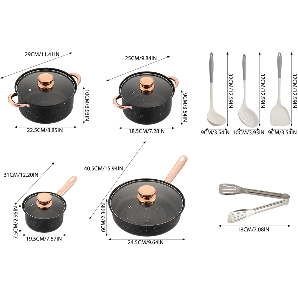 Living and Home 12 Piece Stainless Steel Non-Stick Cookware Set Image 8