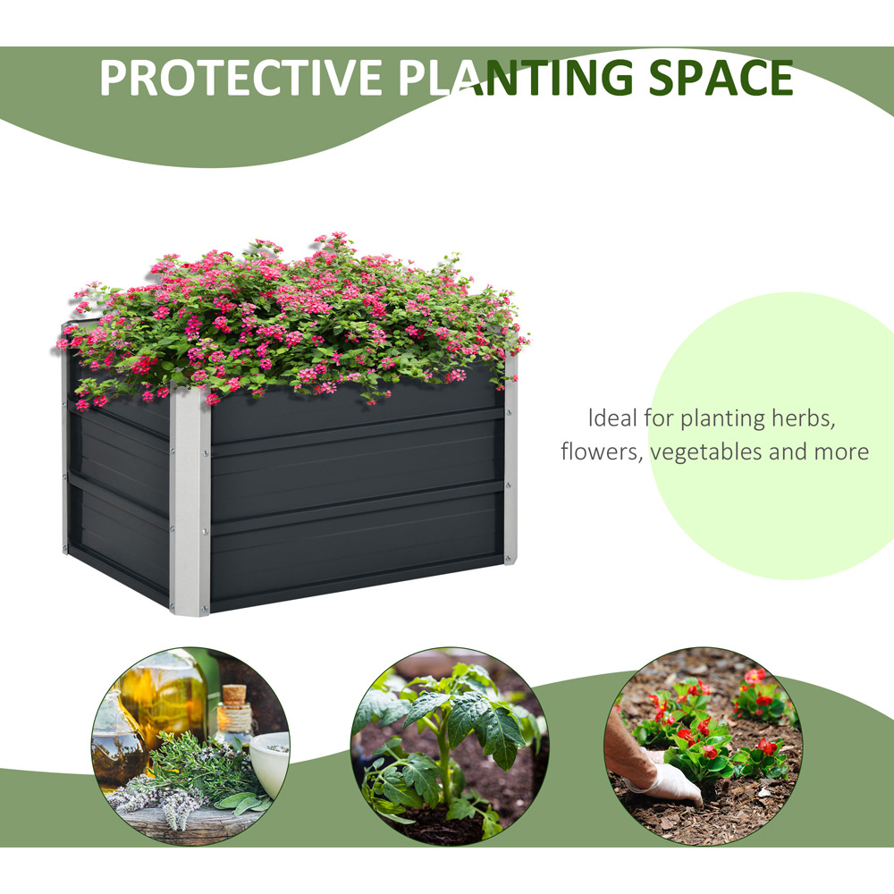 Outsunny Grey Steel Raised Garden Bed Planter with Gloves 40 x 47 x 66cm Image 6