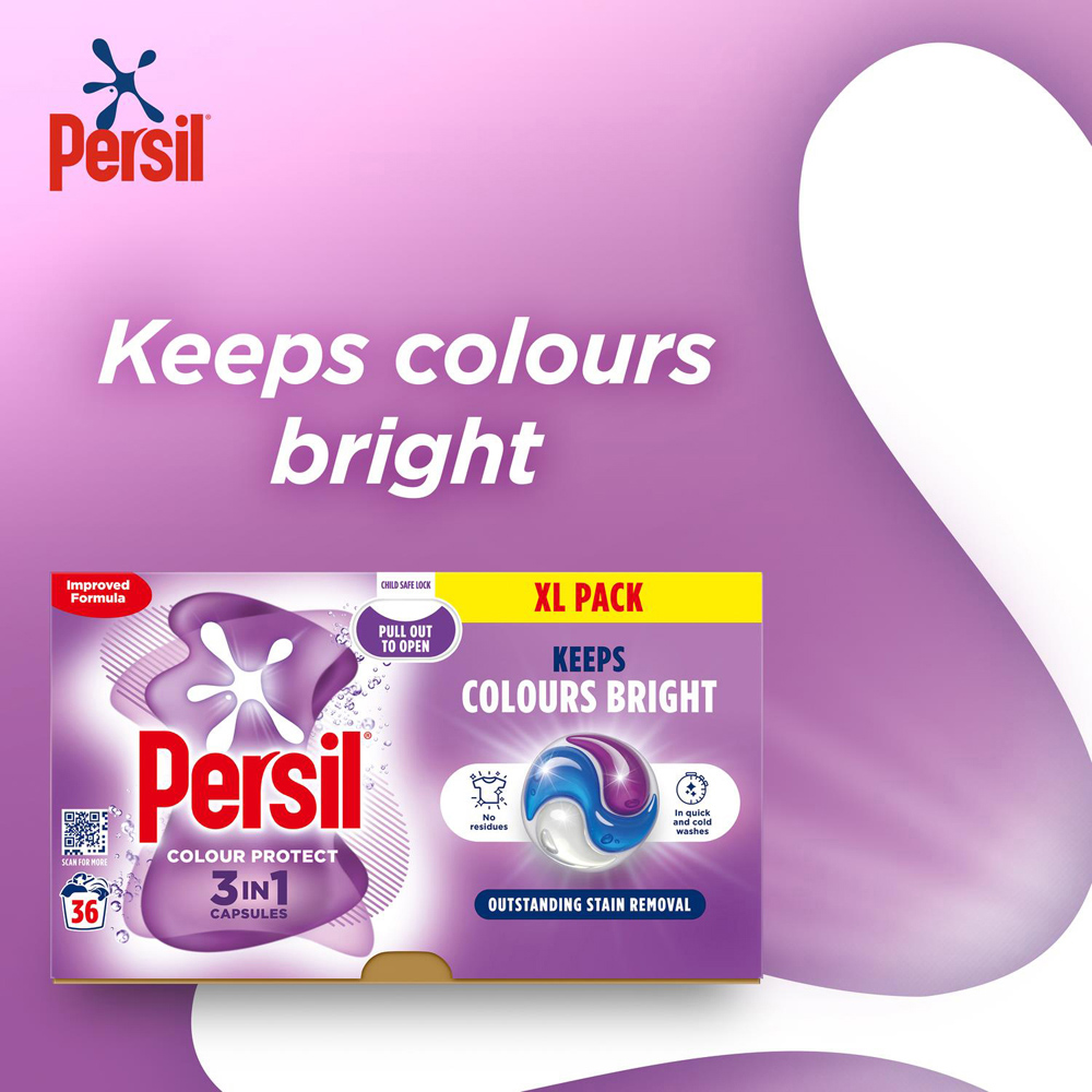 Persil Colour Protect 3 in 1 Washing Capsules XL 36 Washes 5 Pack Image 4