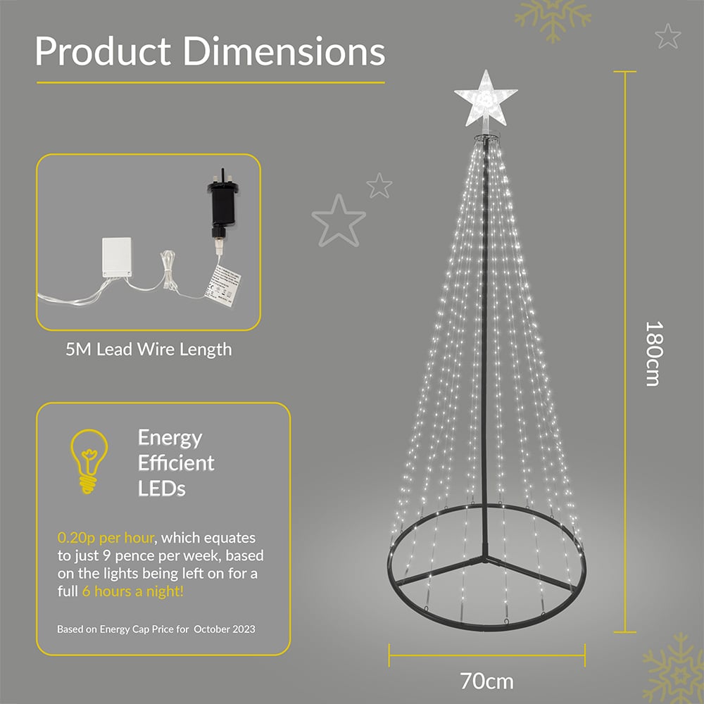 The Christmas Workshop 573 LED White Outdoor Cone Tree 6ft Image 9