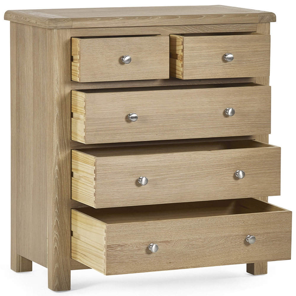 Julian Bowen Memphis 5 Drawer Limed Oak Chest of Drawers Image 4