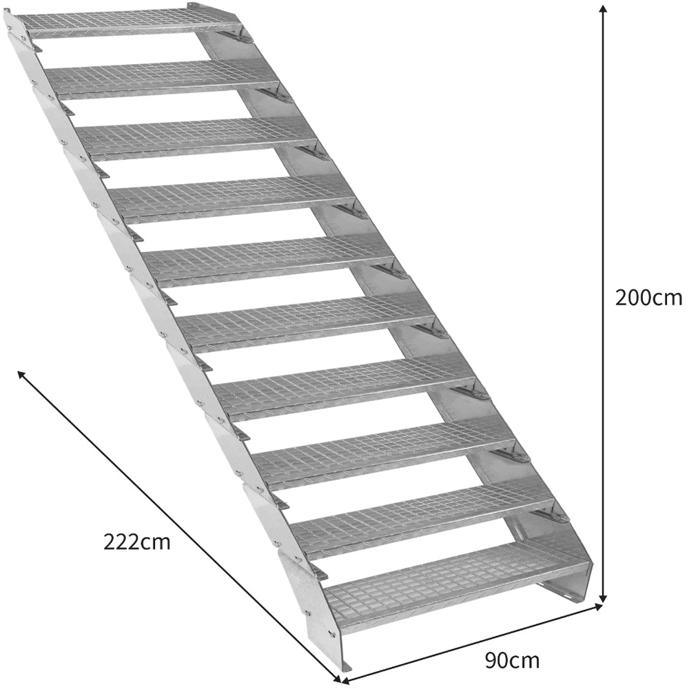Monstershop 10 Section Adjustable Wide Galvanised Staircase 900mm Image 5
