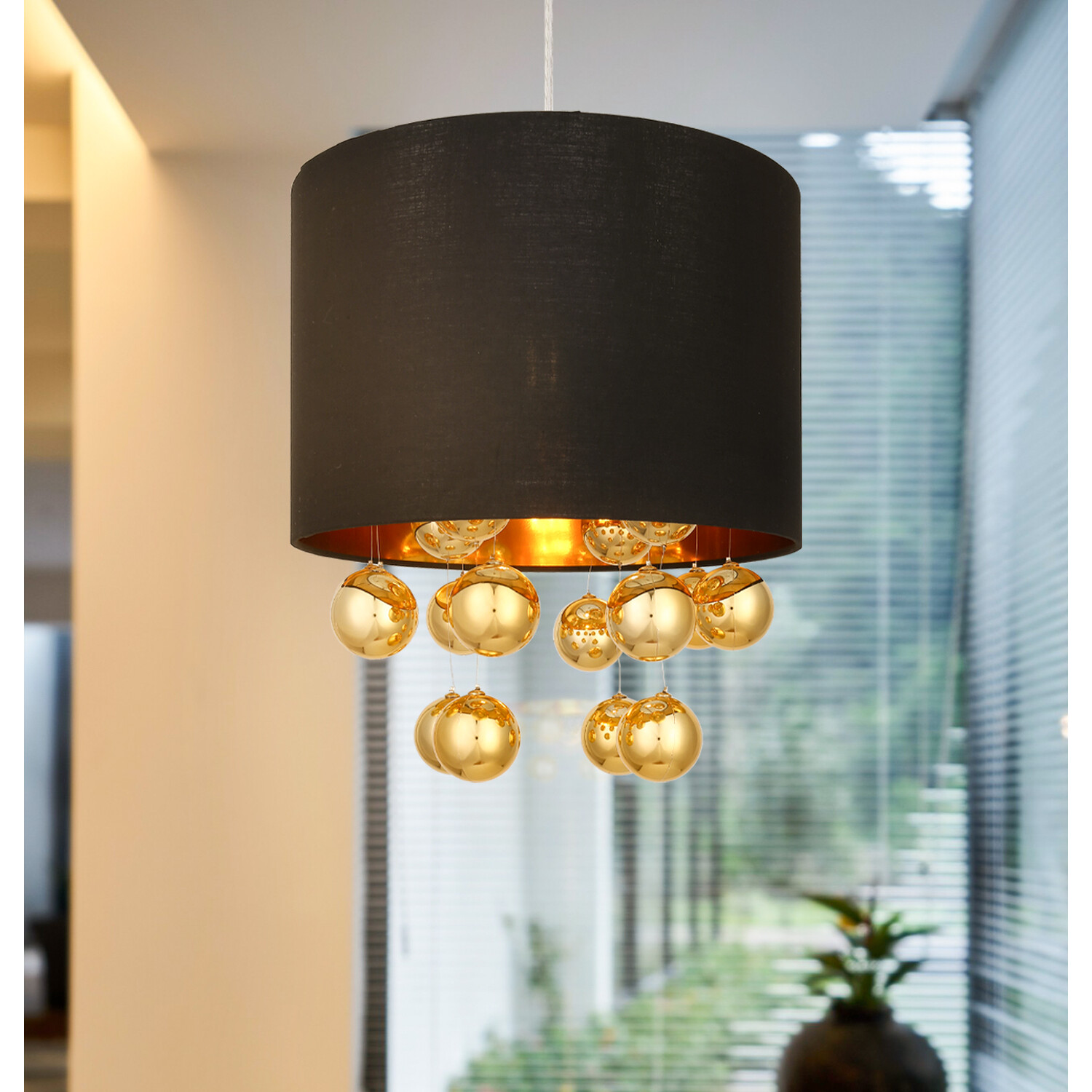 Black Gold Orb Droplet Pendant Shade Image 3