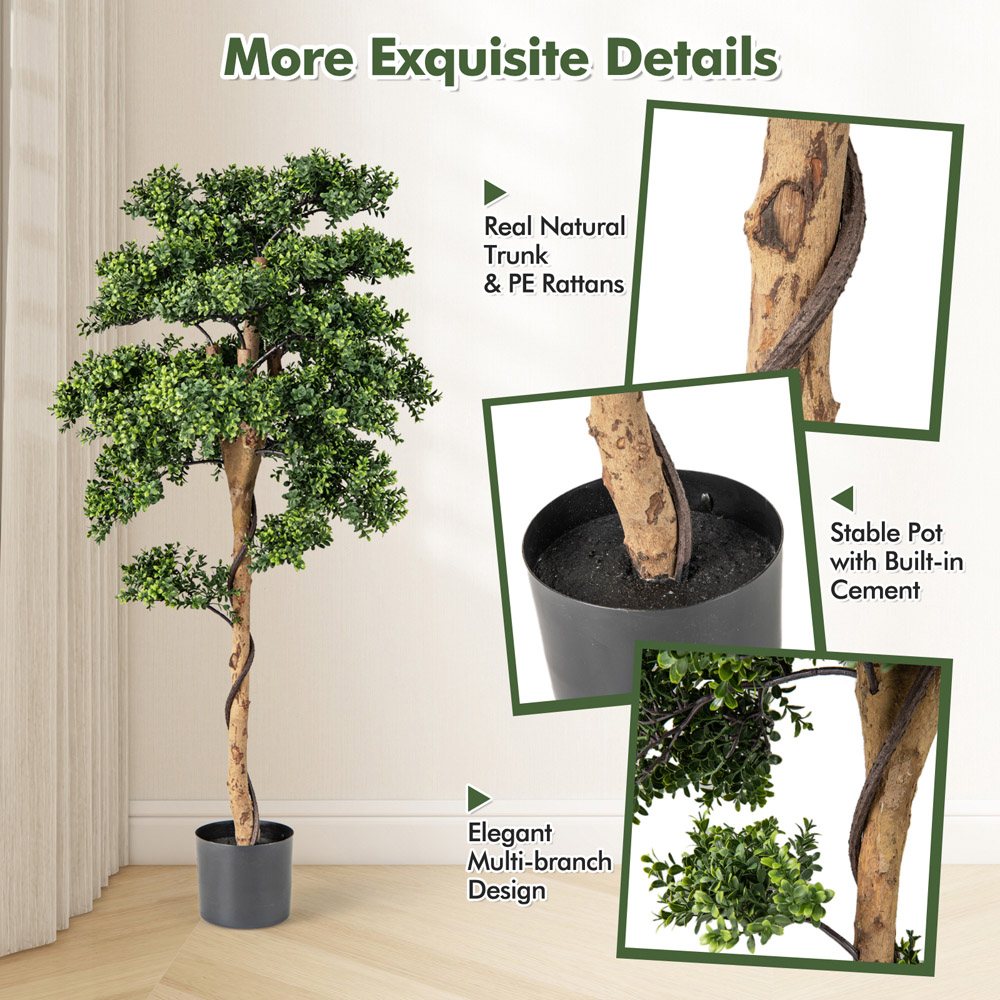 Costway Green Artificial Boxwood Topiary Tree Potted Plants 2 Pack Image 8