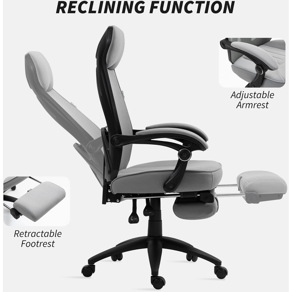 Portland Dark Grey Mesh Swivel Home Office with Footrest Image 5