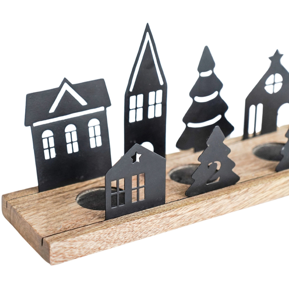 Ivyline Wooden Christmas Advent Tealight Holder with Metal Accessories Image 3