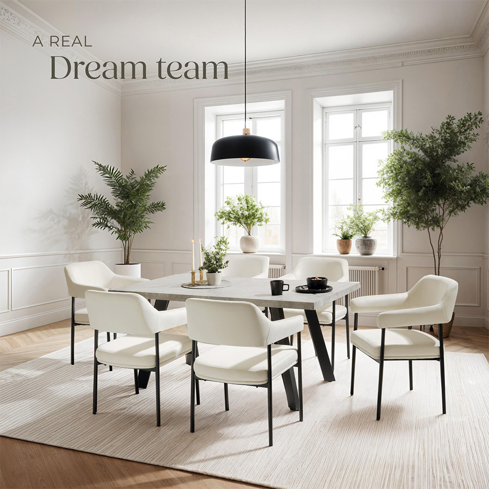 tectake Doe Set of 6 Velvet Armchair Image 4