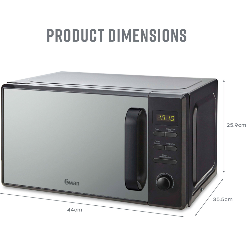 Swan SM4421BLK 20L Black Digital Microwave with 5 Power Levels and Defrost Function 800W Image 9