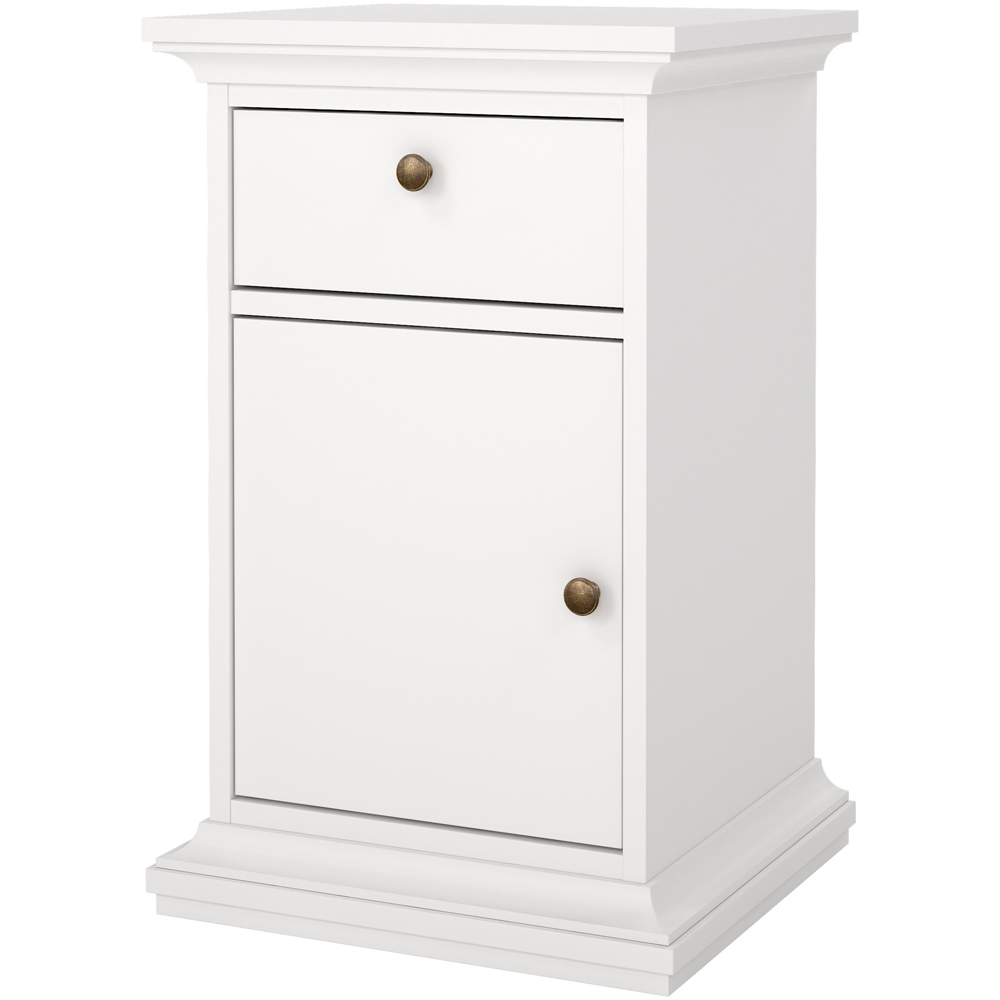 Florence Paris Single Door Single Drawer White Bedside Table Image 3