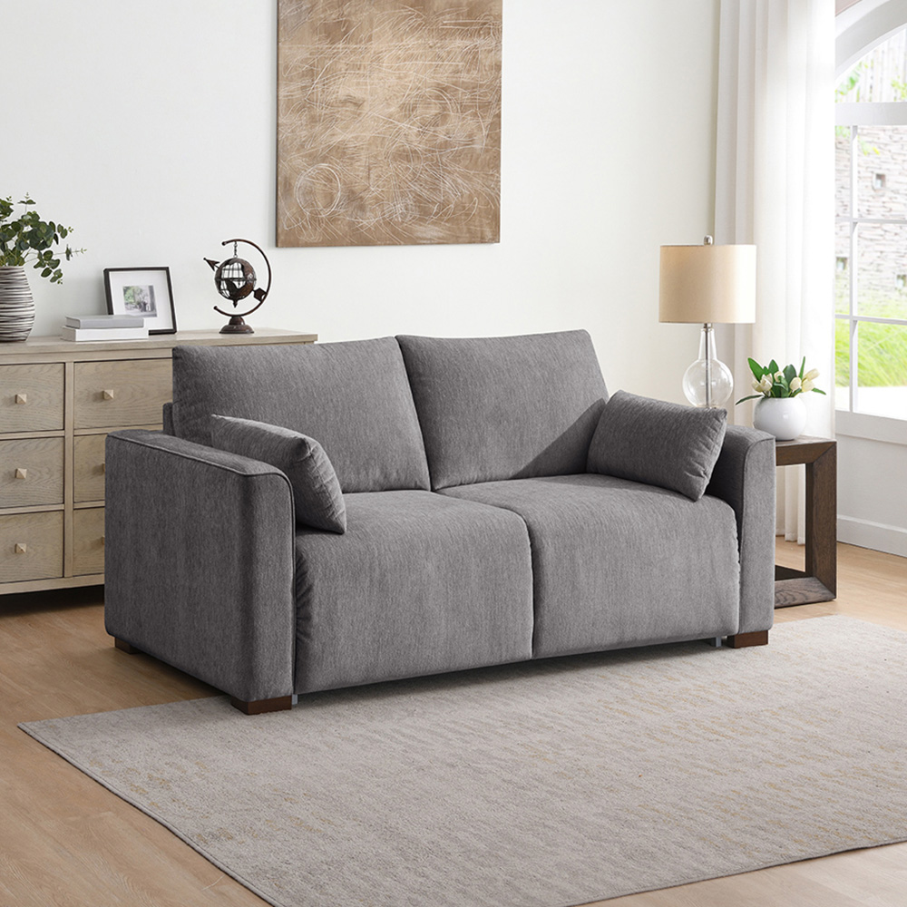 Rockaway 2 Seater Light Grey Full Foam Sofa Bed Image 5