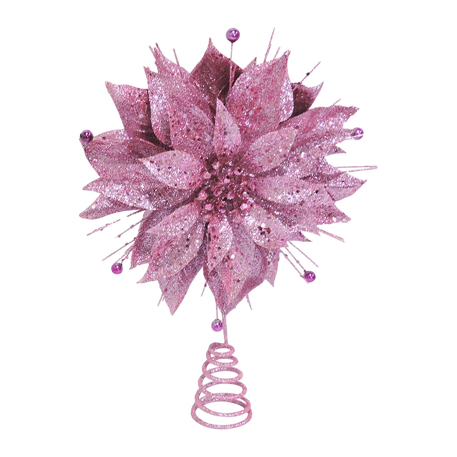 Pink/White Poinsettia Tree Topper Image 2