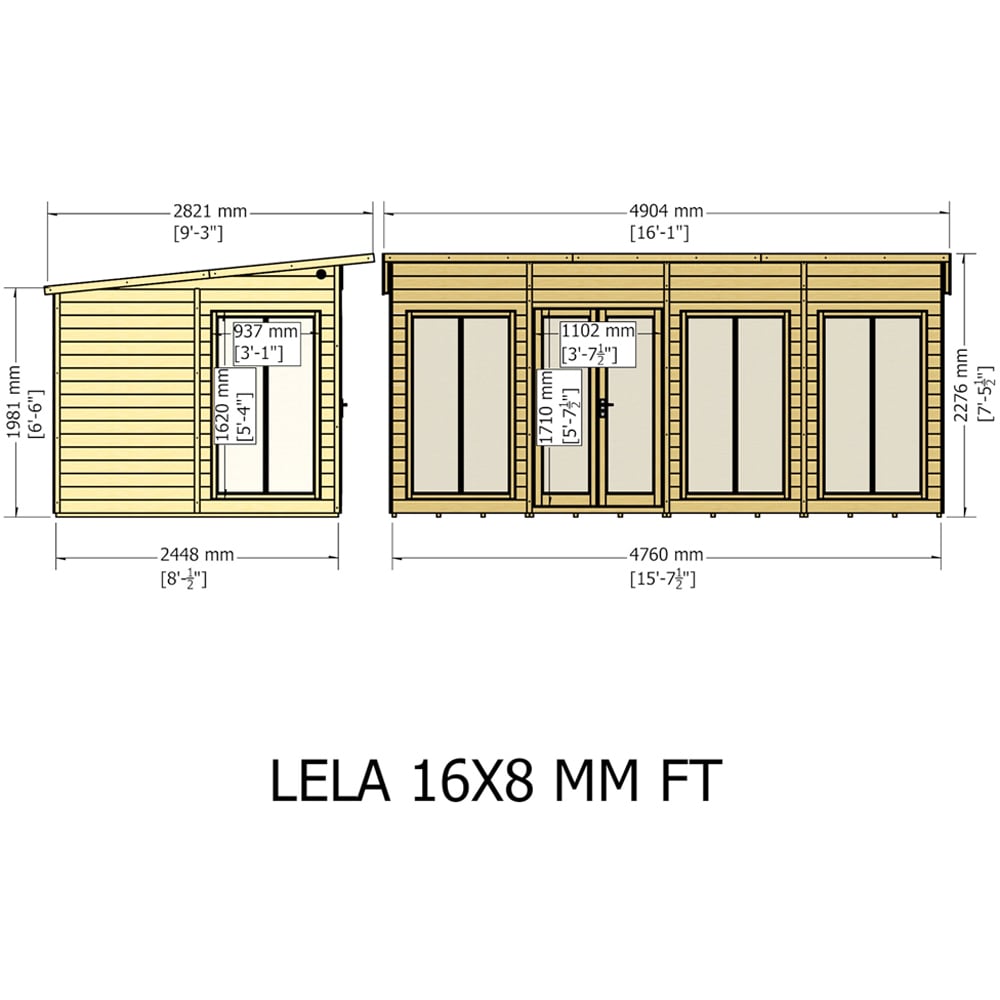 Shire Lela 16 x 8ft Double Door Summerhouse Image 9