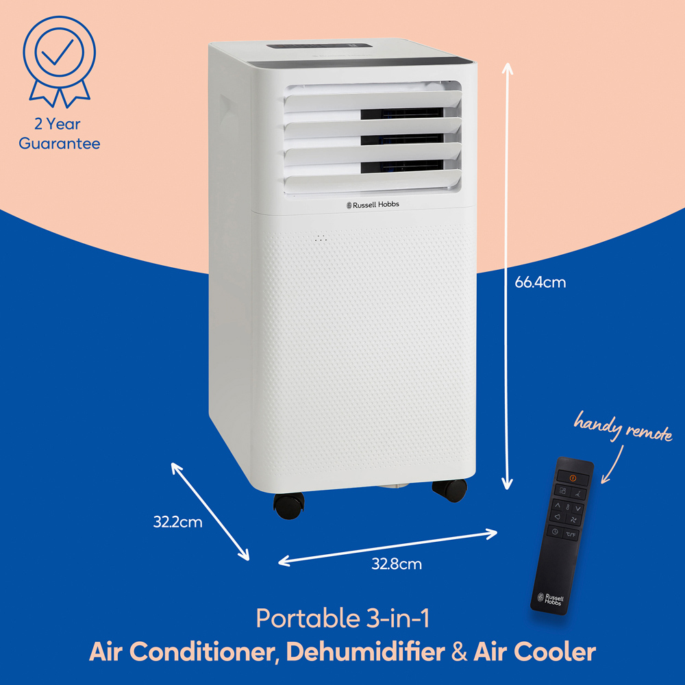 Russell Hobbs 3-in-1 White Portable Air Conditioner Dehumidifier and Air Cooler with Remote Image 9