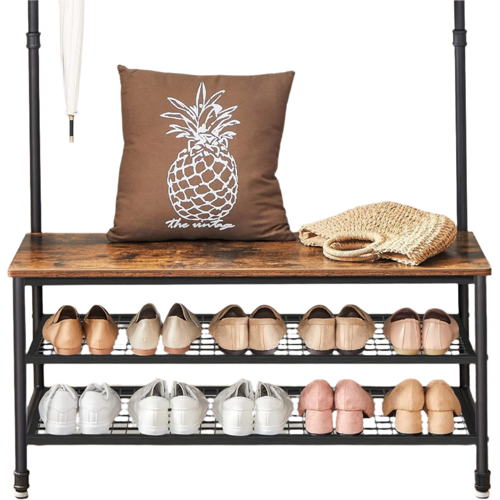 Modcraft 2 Shelf Oak White Industrial-Style Large Hall Tree Coat Rack ...