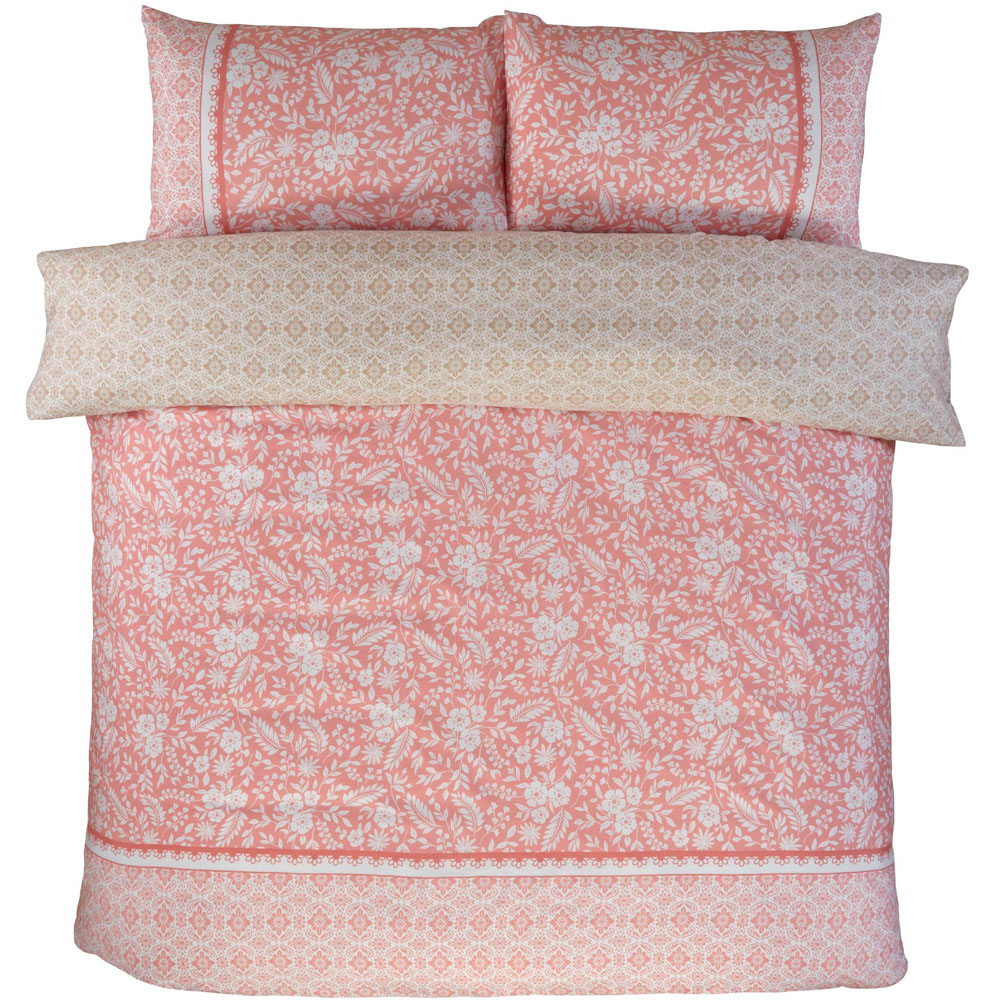 Rapport Home Eleanor King Size Pink Eleanor Floral Polyester Reversible Duvet Cover Set Image 2