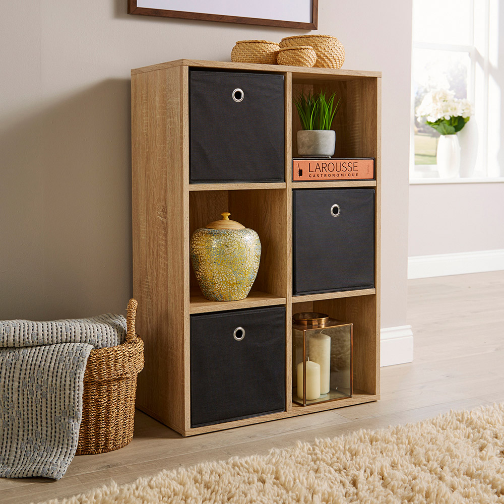 Home Source 6 Cube Oak Storage Bookcase Image 4