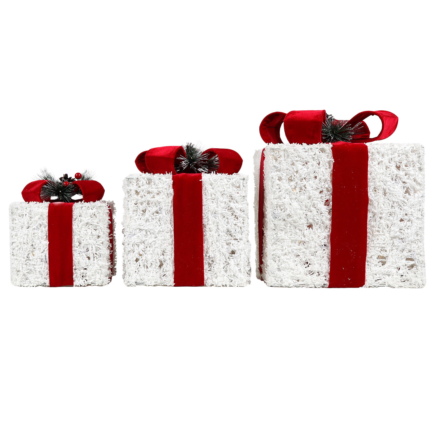 Candy Cane Lane LED Red and White Presents Set of 3 Image 2