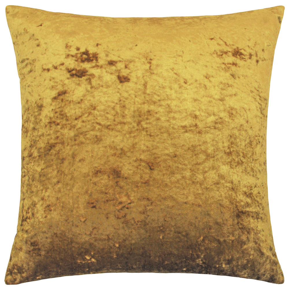 Paoletti Verona Ochre Square Crushed Velvet Cushion Image 1