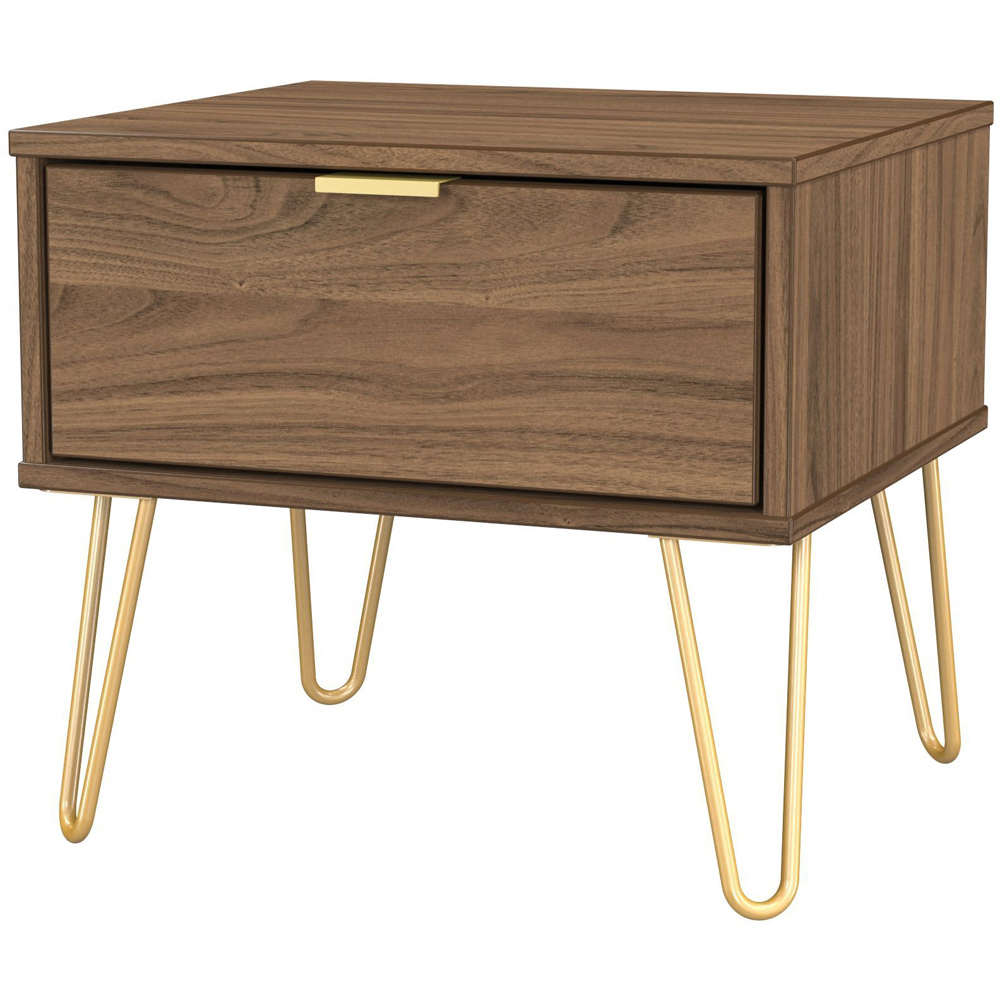 Crowndale Hong Kong Single Drawer Carini Walnut Side Table Ready Assembled Image 2