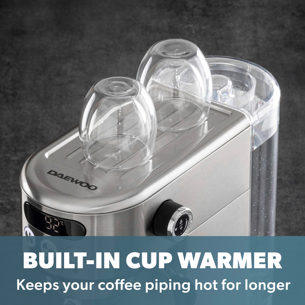 Daewoo SDA2700GE Chrome Digital Compact Espresso Coffee Maker Image 4