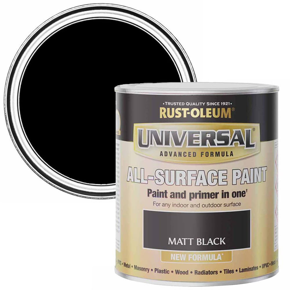 Rust-Oleum Universal Matt Black All Surface Paint 750ml Image 1