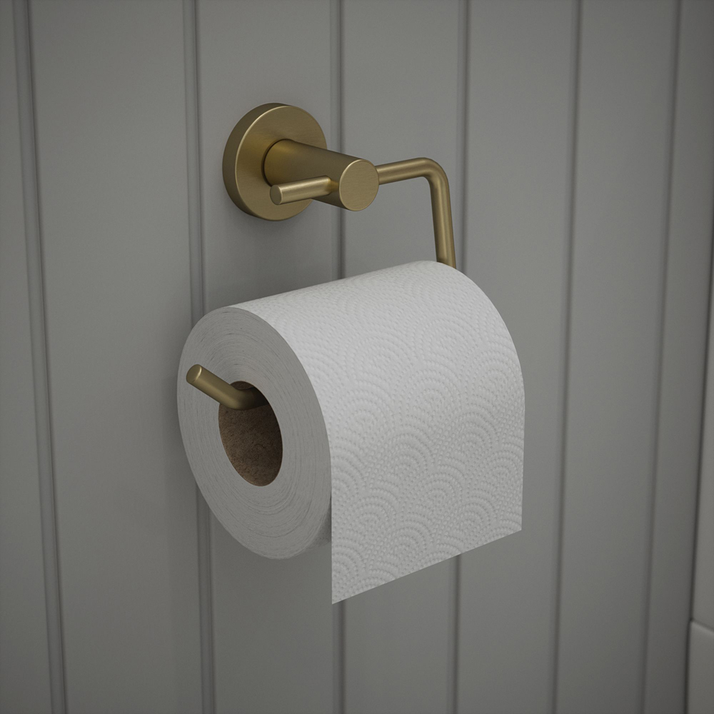 Rothley Satin Brass Round Toilet Roll Holder Image 2