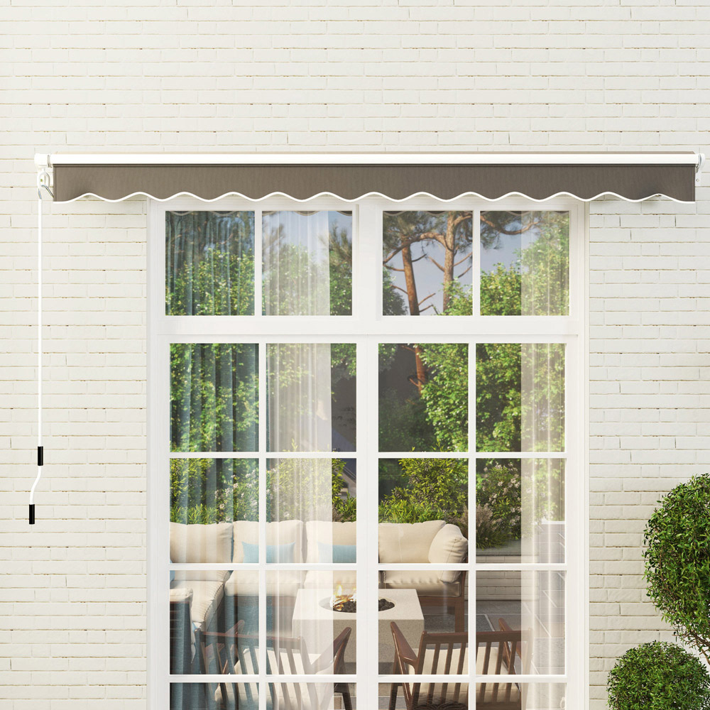 Outsunny 2.95 x 2.5m Dark Grey Retractable Awning with Crank Handle Image 4