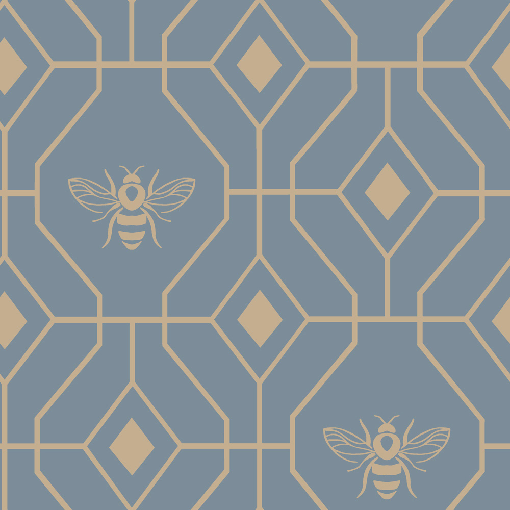 furn. Bee Deco King Size French Blue Duvet Set Image 5