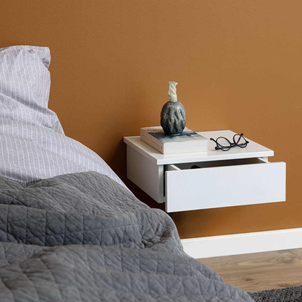 Florence Avignon Single Drawer White Square Bedside Table Image 8