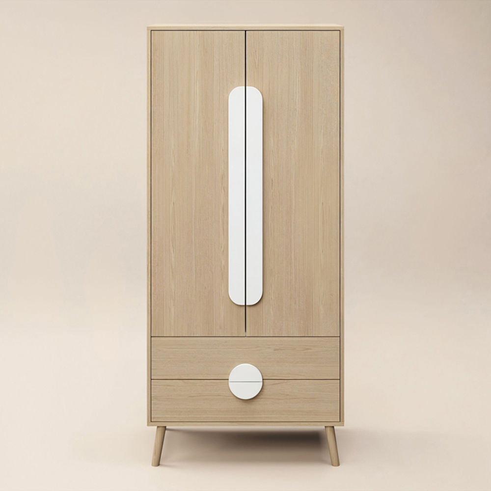 Flair Noah 2 Door 2 Drawer Oak and White Wardrobe Image 3