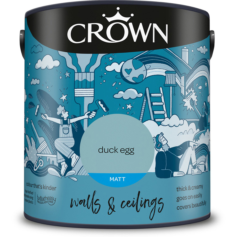 Crown Wall & Ceilings Duck Egg Matt Emulsion 2.5L Image 2