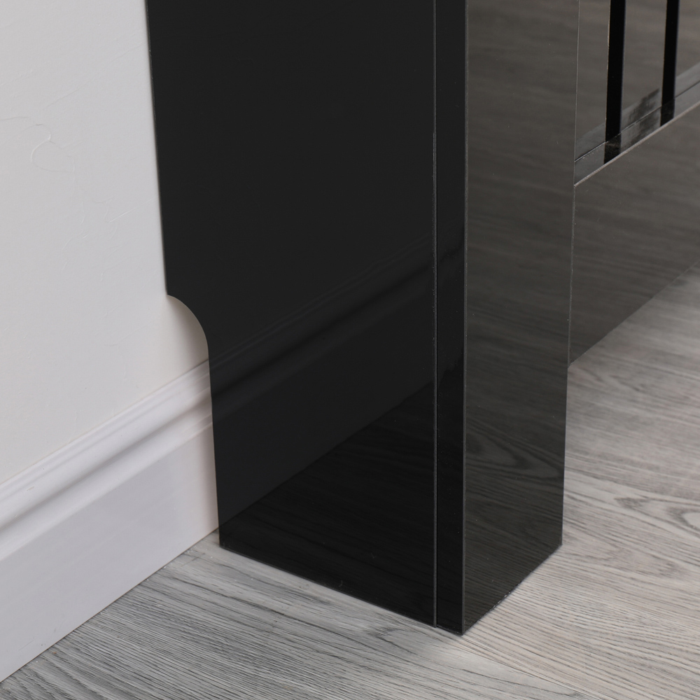 Portland Vertical Slat High Gloss Black Radiator Cover Small Image 4