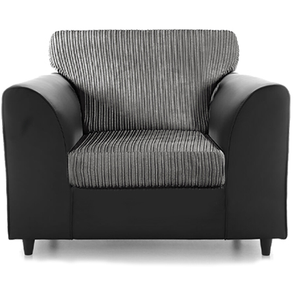 Luxor 4 Seater Black and Grey Jumbo Cord Full Back Sofa Suite Image 4