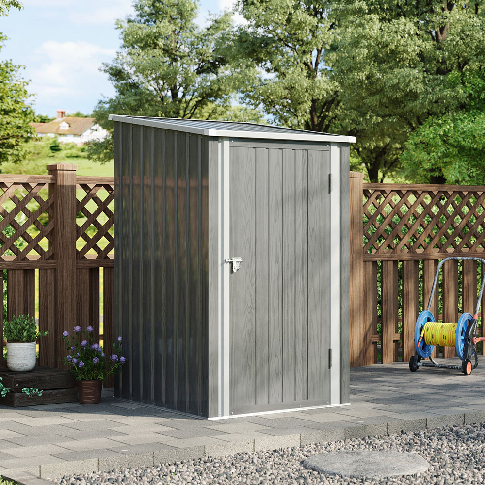 Living and Home 3 x 3ft Grey Metal Garden Storage Shed Image 6