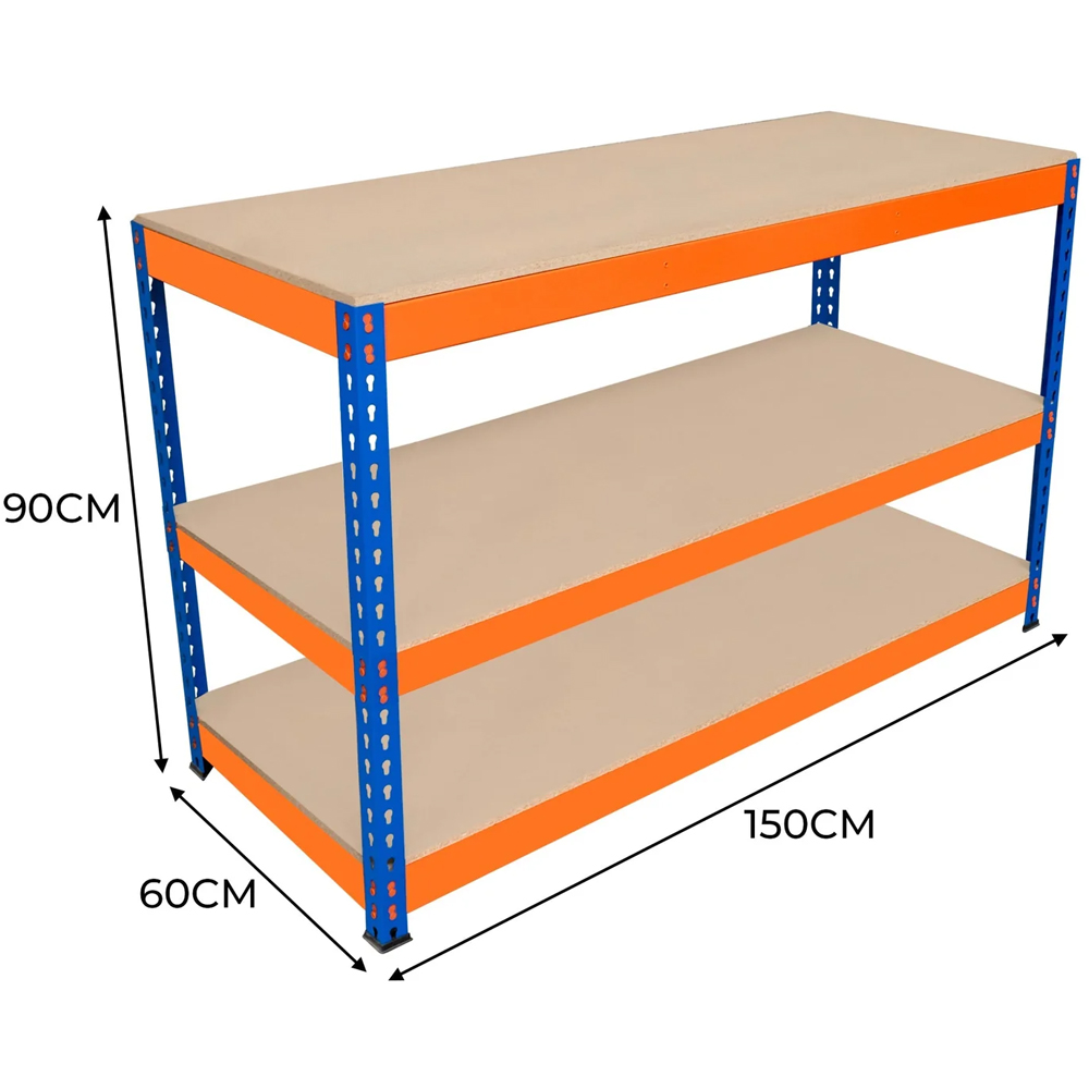 MonsterShop S-Rax 3 Shelf Blue and Orange Workbench 150 x 60cm Image 5