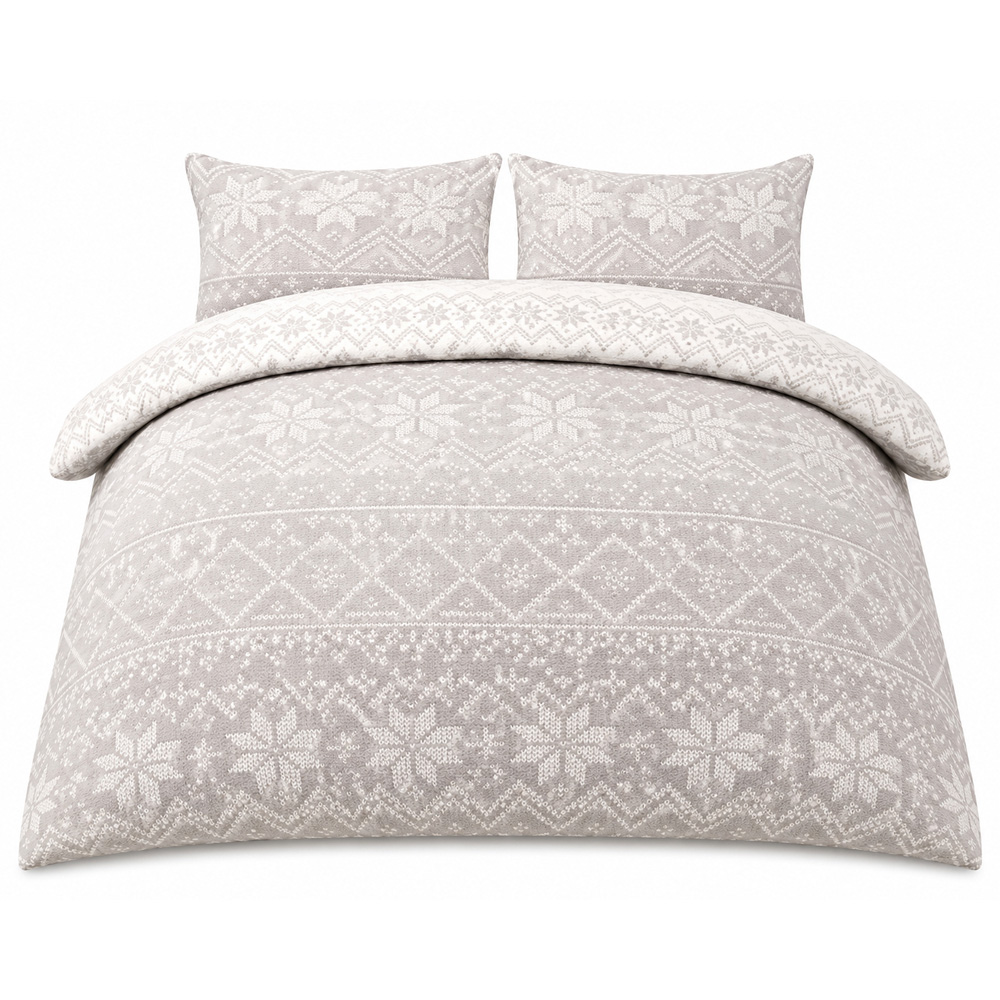 Smart Living Single Grey Fairisle Fleece Duvet Set Image 2