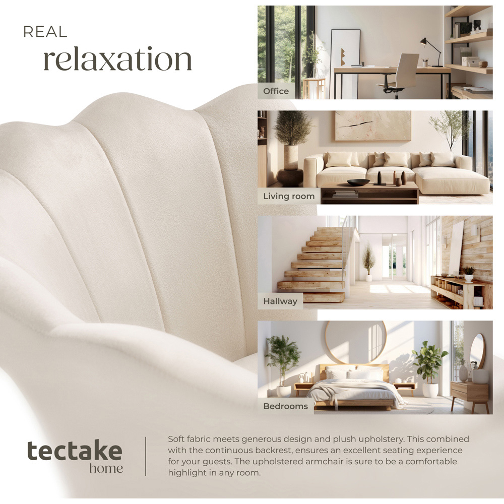 tectake Stella Cream and Black Velvet Padded Armchair Image 7
