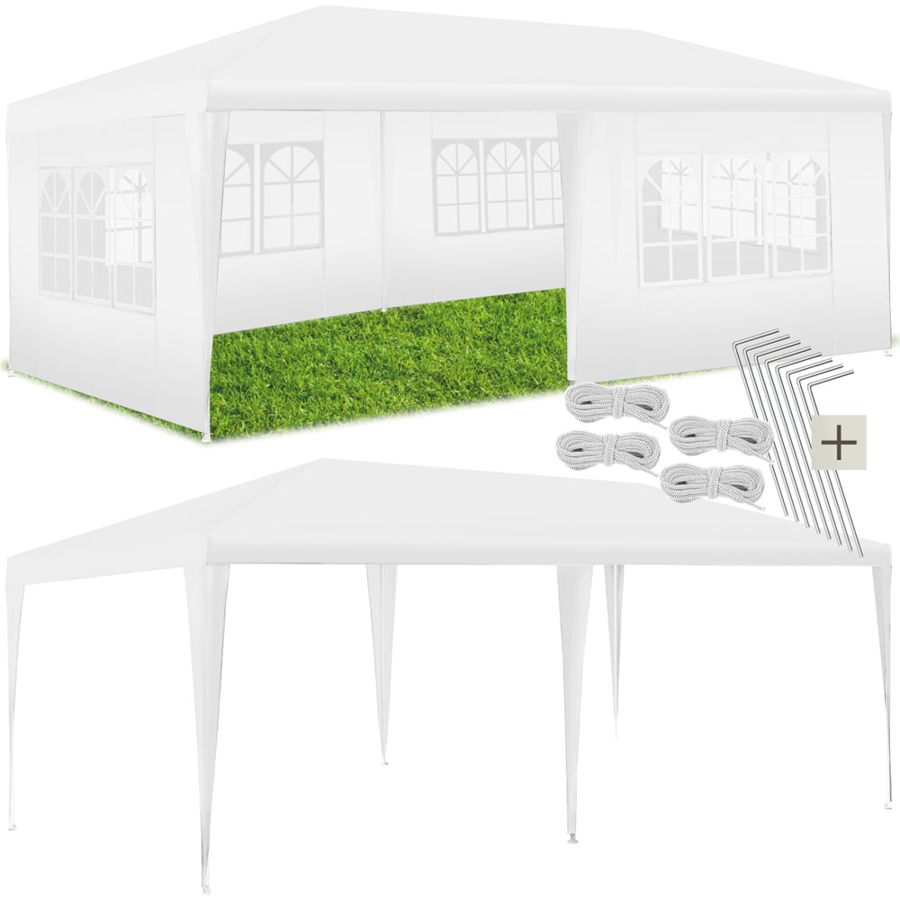 tectake Novara 6 x 3m White Gazebo with 5 Side Panels Image 2
