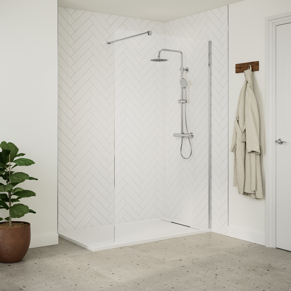 Bathstore 30mm White Slate Rectangular Shower Tray with Waste 1400 x 800mm Image 3