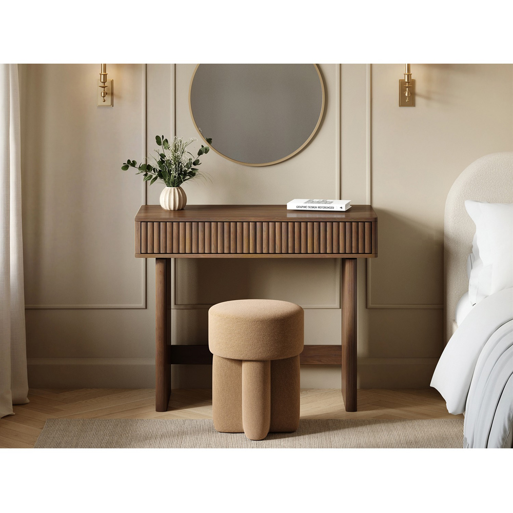 SOLACE+CO Velmor Walnut 2 Drawer Ribbed Dressing Table Image 4