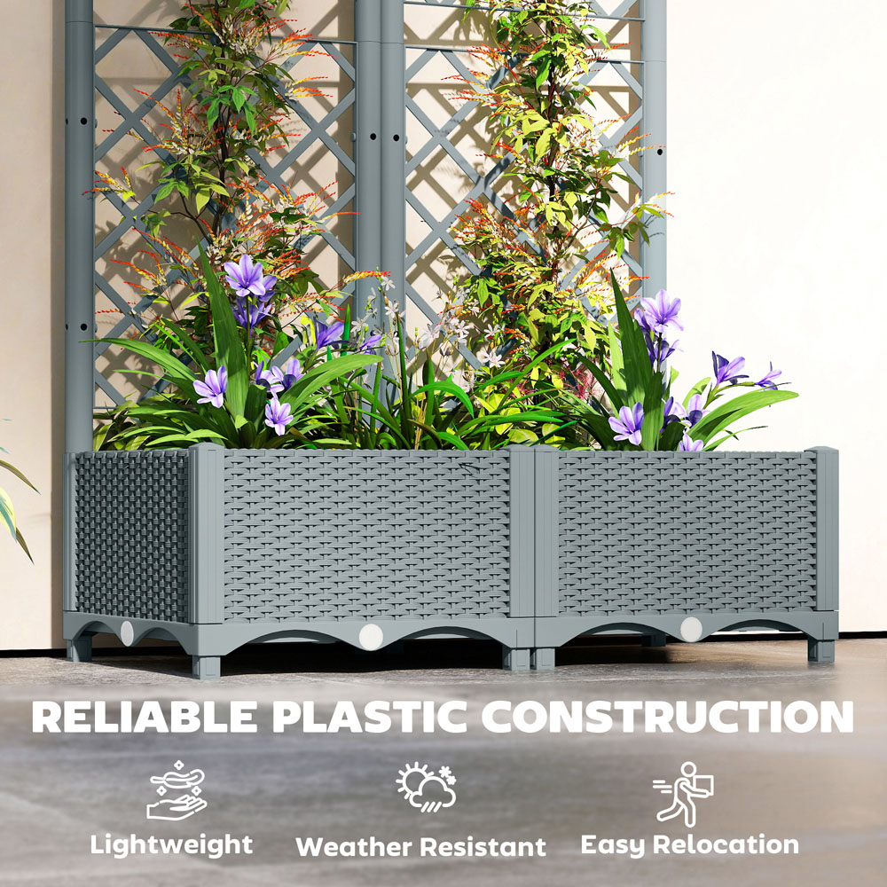 Outsunny Plastic Raised Garden Bed with Trellis 123 x 40 x 80cm Image 5