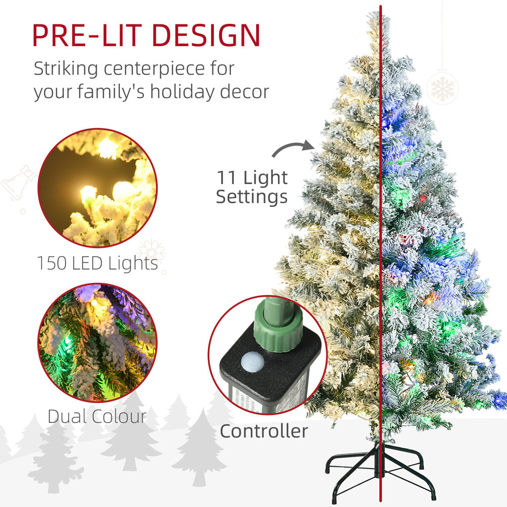 Everglow Colourful LED Pre-Lit Frosted Green Artificial Christmas Tree 4.5ft Image 4