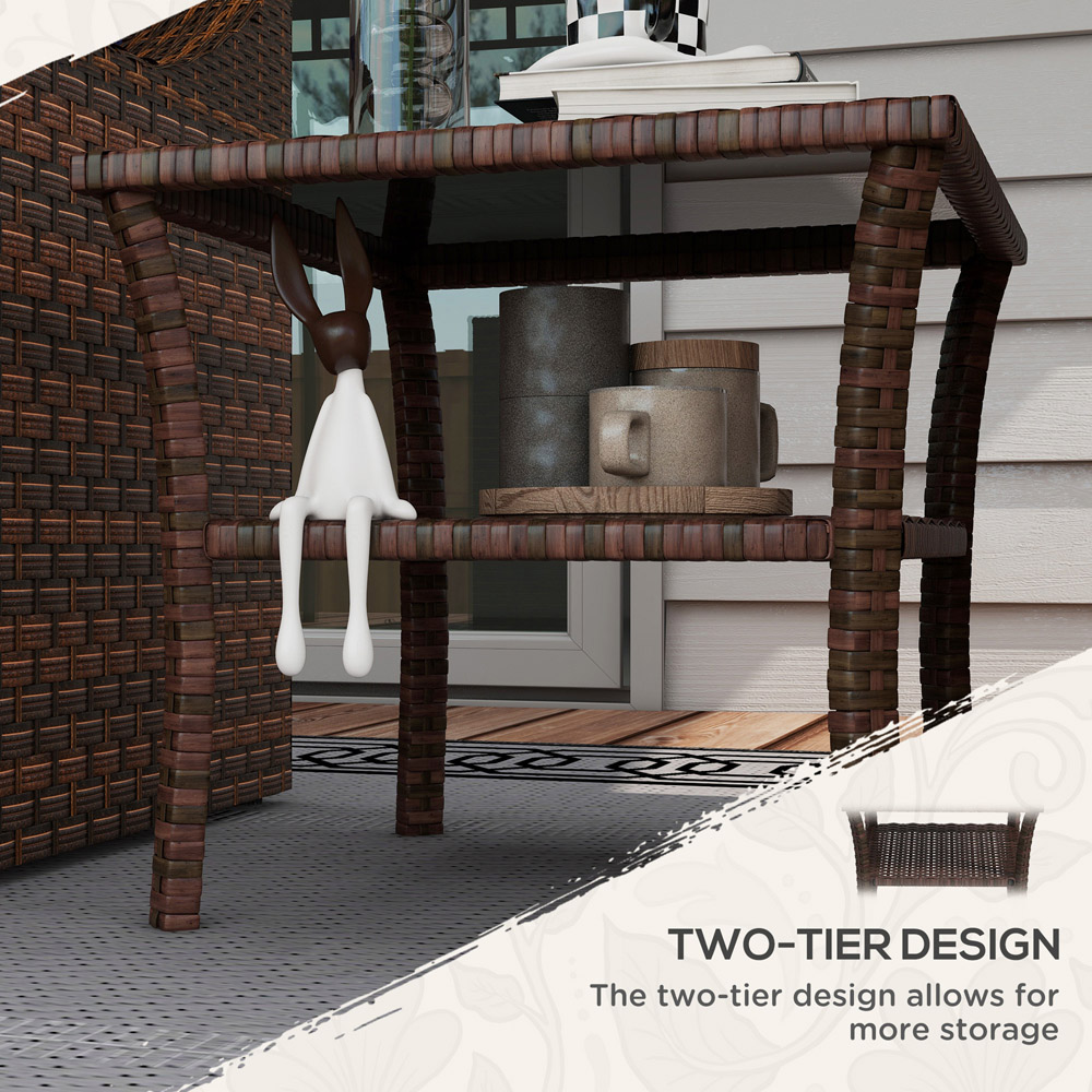 Outsunny Brown PE Rattan Coffee Table Image 5