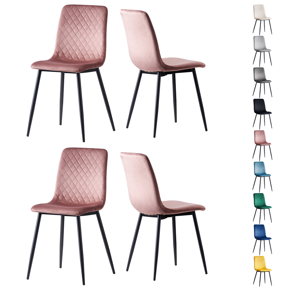 Lexi Set of 4 Pink Velvet Fabric Dining Chairs Image 2