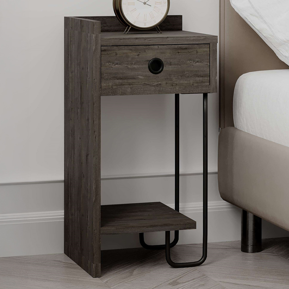Decortie Sirius Single Drawer 2 Shelf Dark Coffee Left Module Bedside Table Image 1