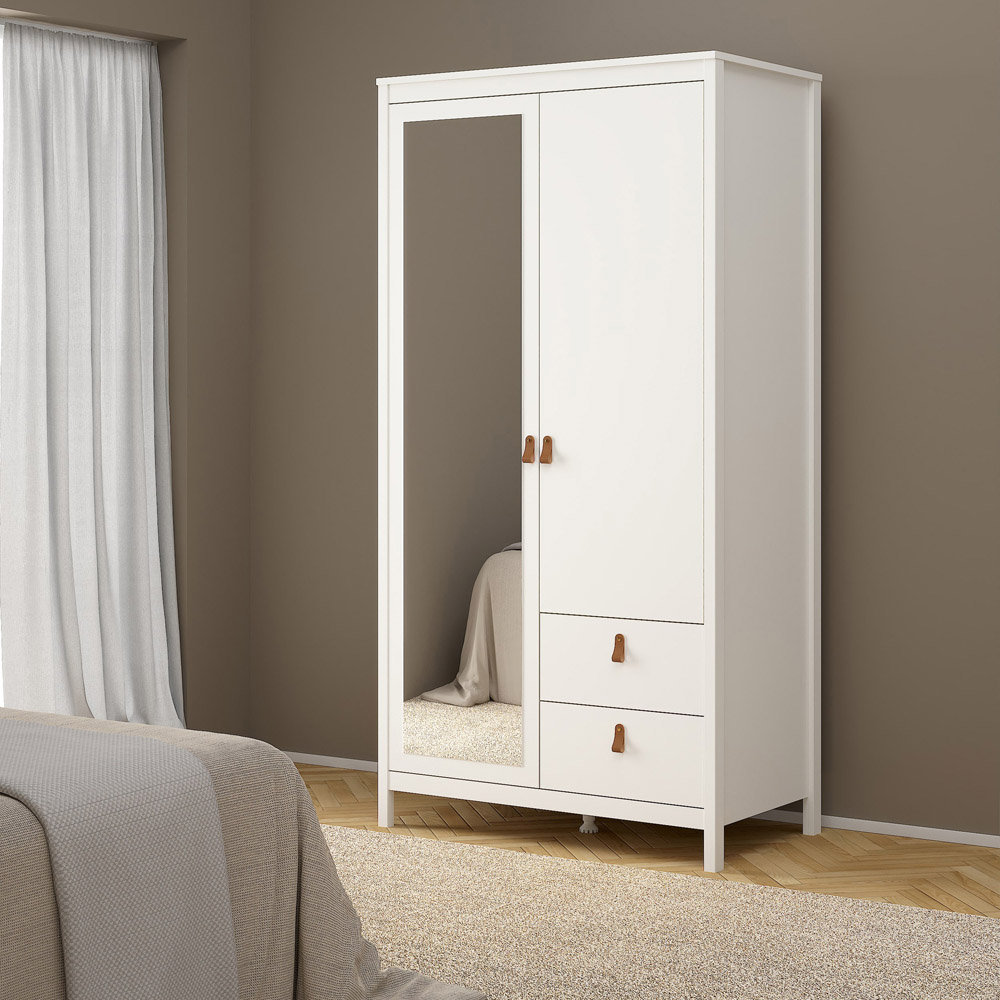 Florence Barcelona 2 Door 2 Drawer White Mirrored Wardrobe Image 6